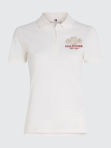 Polo Varsity Crest Slim Fit Blanco Tommy Hilfiger