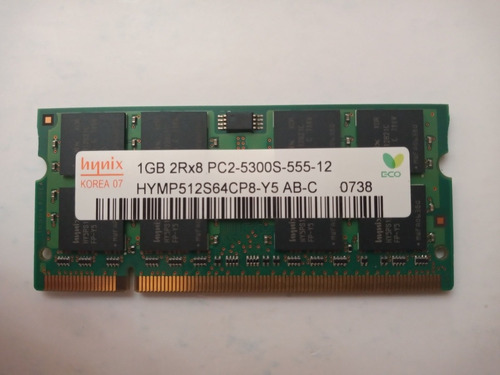 Memoria Hynix Sodimm Ddr2 1 Gb Pc2-5300s-555-12 667 Mhz (Usado)