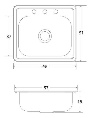 Fregadero Cocina Empotrar 1 Tina Eb 57x51x20 C200