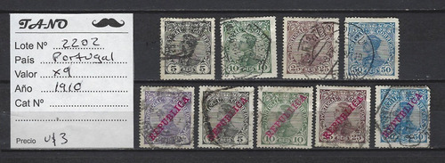 Lote2202 Portugal X 9 Estampillas Diferentes Año 1910