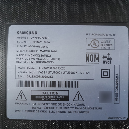 Tarjeta Main Samsung Un70tu7000fxzx (Usado)