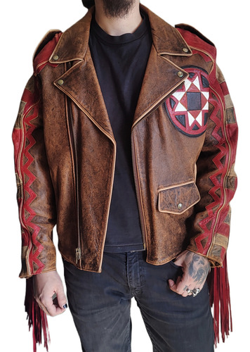 Campera De Cuero De Mordo Original De El Estado Texas Eeuu