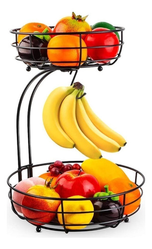 Cesta Frutero 2 Niveles Con Percha Para Banana Alto 38 Cm