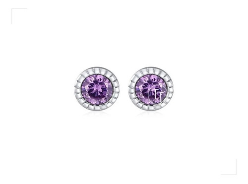 Aretes Circulo Plata Esterlina 925 Amatista By Thi Tur®