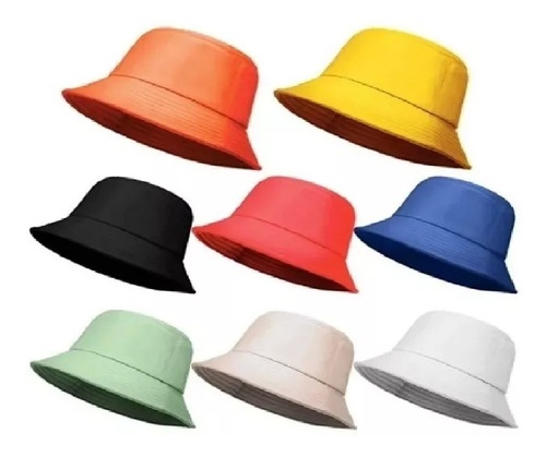 Gorro Bucket Pescador Sombrero Playero Colores Lisos Unisex