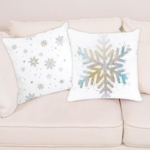 A 4 Fundas De Almohada Con Estampado De Copos De Nieve