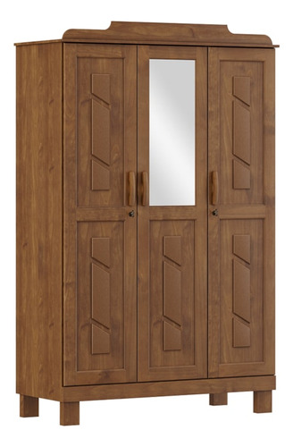 Guarda Roupa 3p Espelho Com Aplique 115 Cm 1271 Castanho Mil