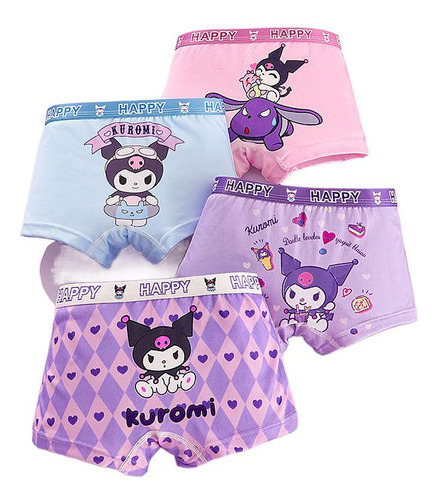 Lencería Infantil De Algodón Puro Kuromi Hello Kitty, 4 Piez