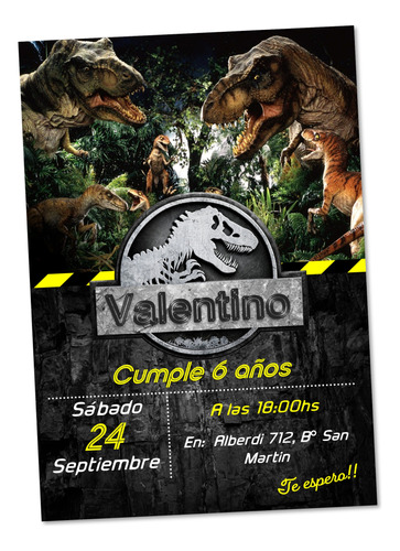 Invitación Cumpleaños Jurassic World Editable Imprimible