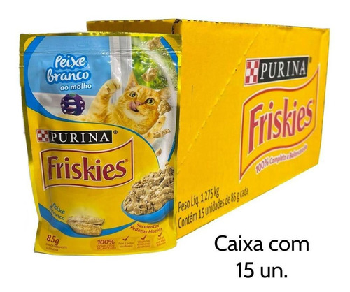 Kit 15 Sachê Friskies Gatos Ad Peixe Branco 85g Cx Fechada