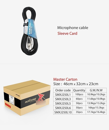 Imagen 3 de 6 de Cable Xlr (canon) Macho A Plug - 1 Metros Roxtone Smxj250l1
