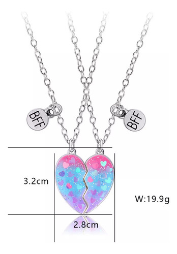 1 Par De Collares Corazón Lindo Magnético Bff Bff Collares