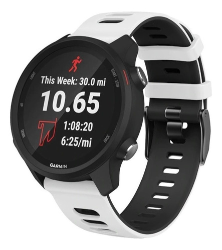 Kit 2 Pulseiras Esportivas Marca 123smart Compativel Com Forerunner 158 245 245 Music 55 645 645 Music Move3 S40 Venu Vivomove Venu Sq Vivoactive3 Cor Branco Com Preto