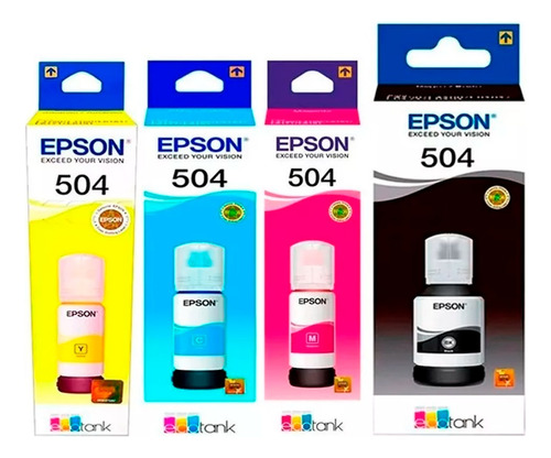 Kit De Tintas Epson 504 Negro, Cian, Magenta Y Yellow