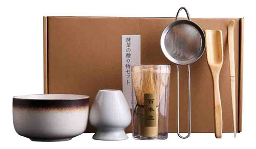 Tazón De Té En Polvo De Matcha Con Té De Bambú Japonés