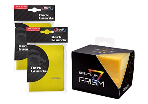 Bcw Spectrum Yellow Prism Deck Case Con Fundas Para Tarjetas