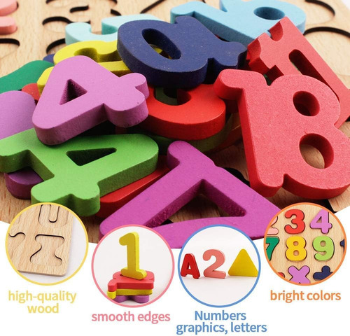 Juego Didactico Madera Numeros Y Abecedario Rompecabezas 2pz