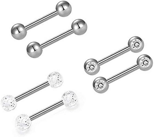 Imagen 1 de 1 de Hqla - Piercing Para Pezón, Acero Inoxidable, Recto, 0.49 Oz