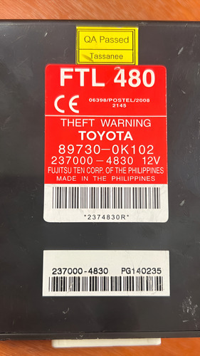 Módulo Alarma Toyota Ftl 480 89730-0k102 12v Original