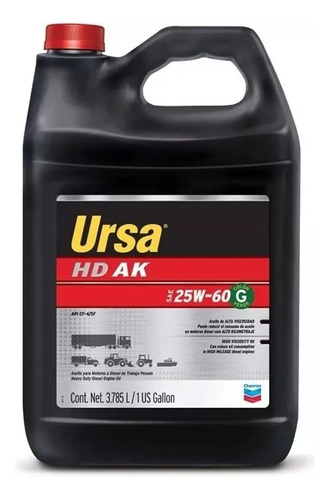 Aceite Ursa Hd Ak 25w60 Motores Con Alto Kilometraje 3,8 Lt