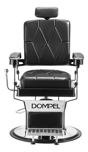 Silla de barbería Dompel Harley con respaldo reclinable con base redonda color negro