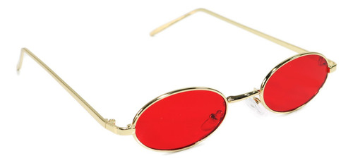 Óculos De Sol Redondo Pequeno Rip Estilo Retro Lentes Uv400 Cor da armação Dourado vermelho