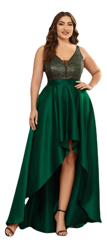 Vestido Largo Fiesta Verde Elegante Talla Extra Damas Honor