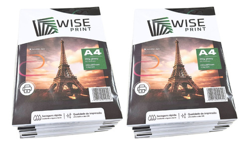 Kit 500 Folhas Papel Fotográfico Foto A4 Glossy Brilho 180g