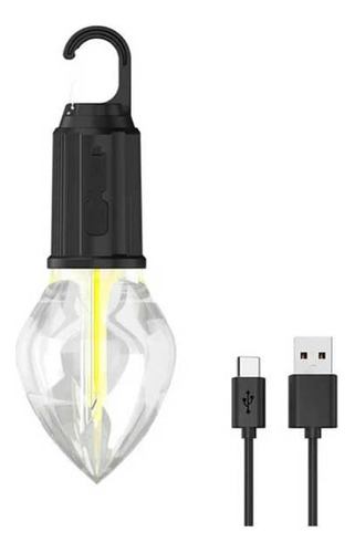 Lampara Foco Led Camping Exterior Recargable Usb Portatil Blanco Cálido