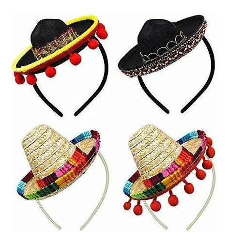 Diademas  4 Piezas Mini Sombrero Mexicano Sombreros Lindos S