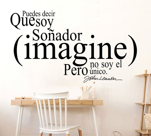 Vinilos Decorativos Frase Beatles Imagine Grande Motivación 