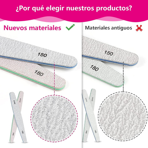 Limas De Bloque De Uñas Lavables, 6 Piezas Doble Cara Lima