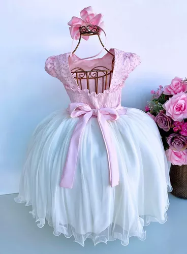 Vestido Infantil Floral Barbie Daminha Festa Tiara 1 Ao 4 em Promoção na  Americanas