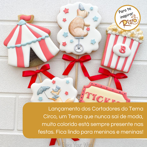 Kit Cortadores Molde Festa Circo Tenta Boca Palhaço Biscoito