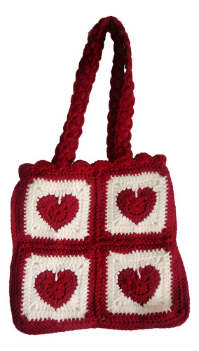 Tote Bag Granny Square Corazón Hecho A Mano Modelo Único