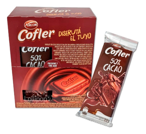 Caja Chocolate Cofler Cacao 50% X 10 U - Lollipop