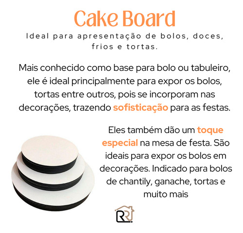 Kit 200 Cake Board 25cm Base Bolo Com Logotipo A Laser