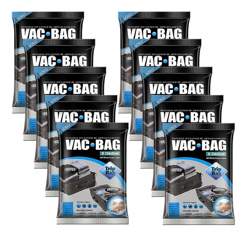 10 Saco Vácuo Vac Bag Ordene Trip Bag 40x60 Organizador Mala