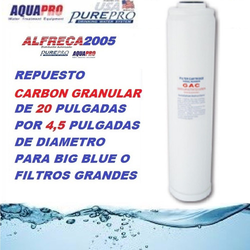 Cartucho Carbon Granular Activo 20x4,5 Filtro Agua.osmosi