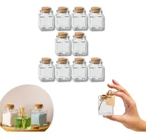 Comprar Kit 10 Potes Vidro Com Tampa Rolha Cortiça Quadrado 30ml 