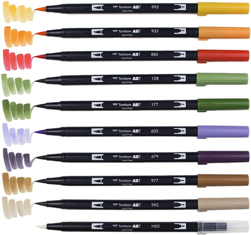 Marcadores Colores Secundarios Doble Punta Dual 10pz Tombow 