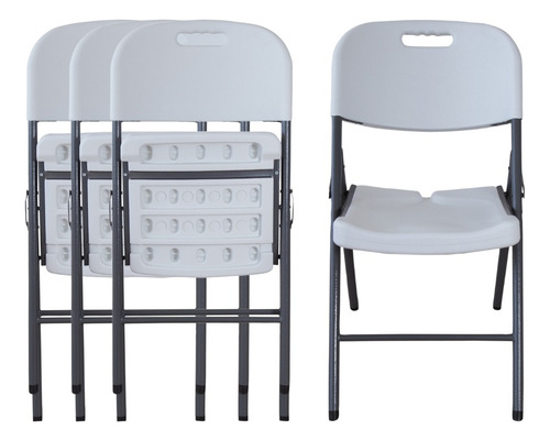 Silla Plegable Blanca Loomber Roma Set de 4 Piezas Color Blanco Lisa