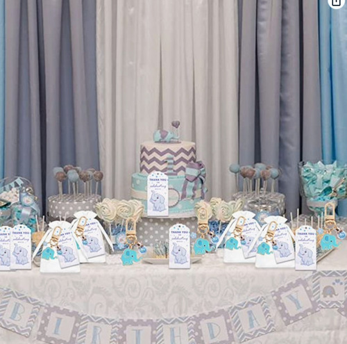 Imagen 6 de 7 de Llavero Elefante Azul Bebe Nacimiento, Bautizo
