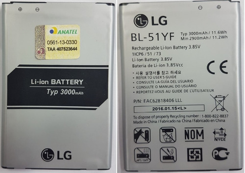 Bateria Original LG Bl-51yf  G4 H818p H815p H630 H540 Anatel