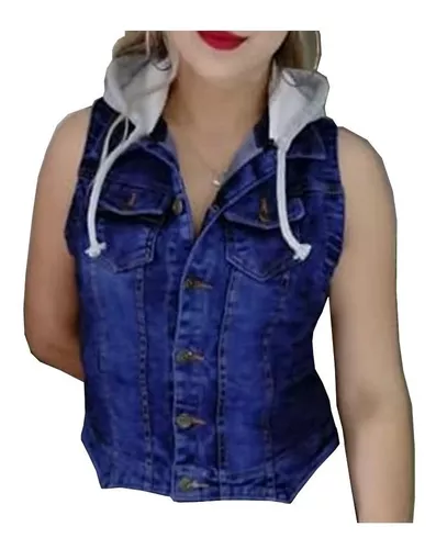 canal chupar el estudio Chaleco Con Gorro De Mezclilla Casual Jeans Ropa Mujer Hhc