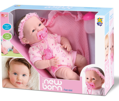 Brinquedo Menina Boneca Bebe New Born Faz Xixi C/ Acessórios