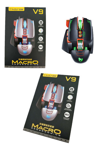 Mouse mecânico para jogadores com luz e cabo, cor V9 Silver Armor