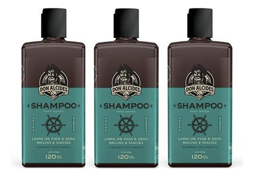 Kit 3x Shampoo Para Barba 120ml Calico Jack Don Alcides