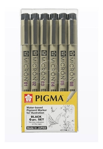 Tiralíneas Sakura Pigma Micron Negros Set 6