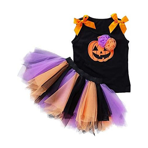 Conjunto De Tutú De Halloween Bebés Niñas, Top De Es...